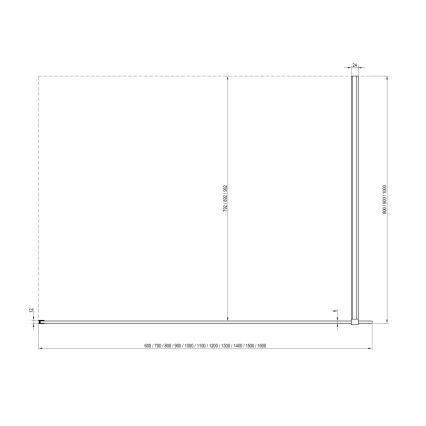 Ravak GW9WA030SZ1 - Cabină de duș Walk-In 100 x 200 cm, neagră