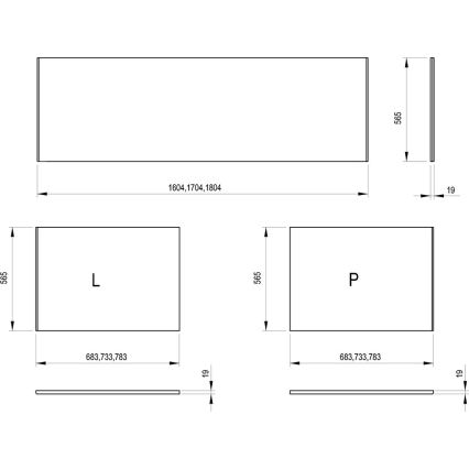 Ravak X000001062 - Panou lateral pentru cadă 80 cm, PAL, alb