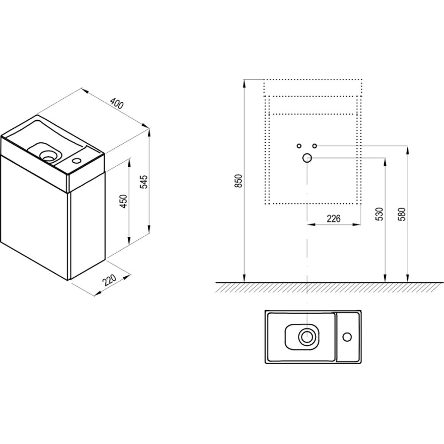 Ravak X000001386 - Dulap sub lavoar VEDA 54,5 x 40 cm, alb
