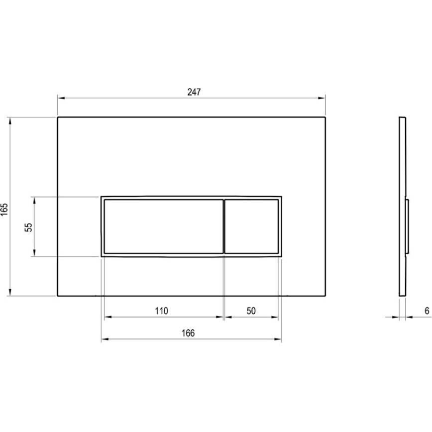 Ravak X01744 - Plăcuță de comandă UNI SLIM 24,7 x 16,5 cm, negru