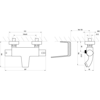 Ravak X070046 - Baterie termostatică pentru cadă TERMO, crom lucios