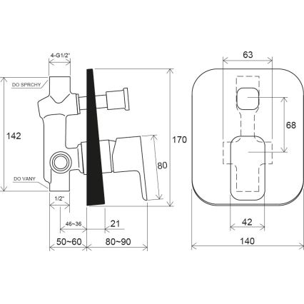 Ravak X070134 - Baterie pentru duș, montaj incastrat FREE, crom lucios