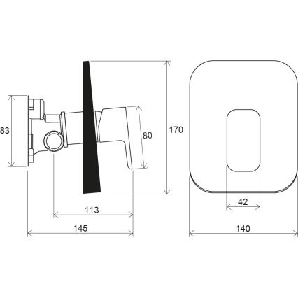 Ravak X070159 - baterie de duș pentru montaj încastrat FREE, negru