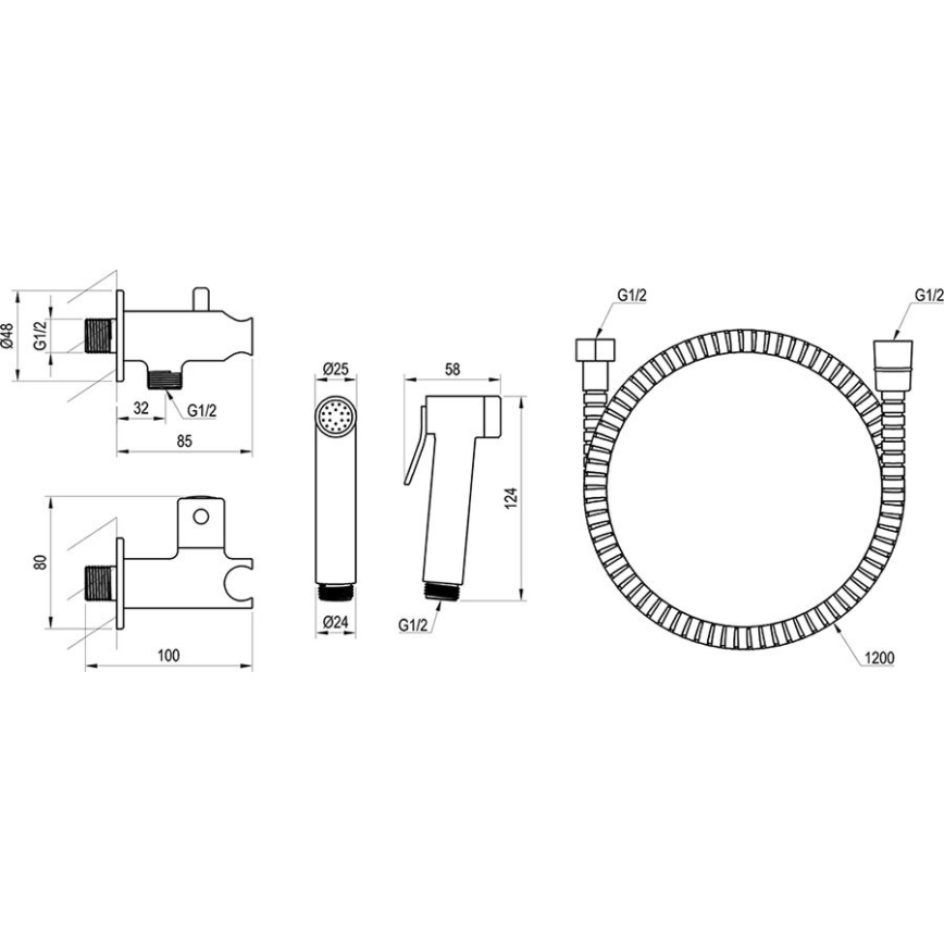 Ravak X070166 - Duș bidet manual pentru montaj încastrat, crom lucios