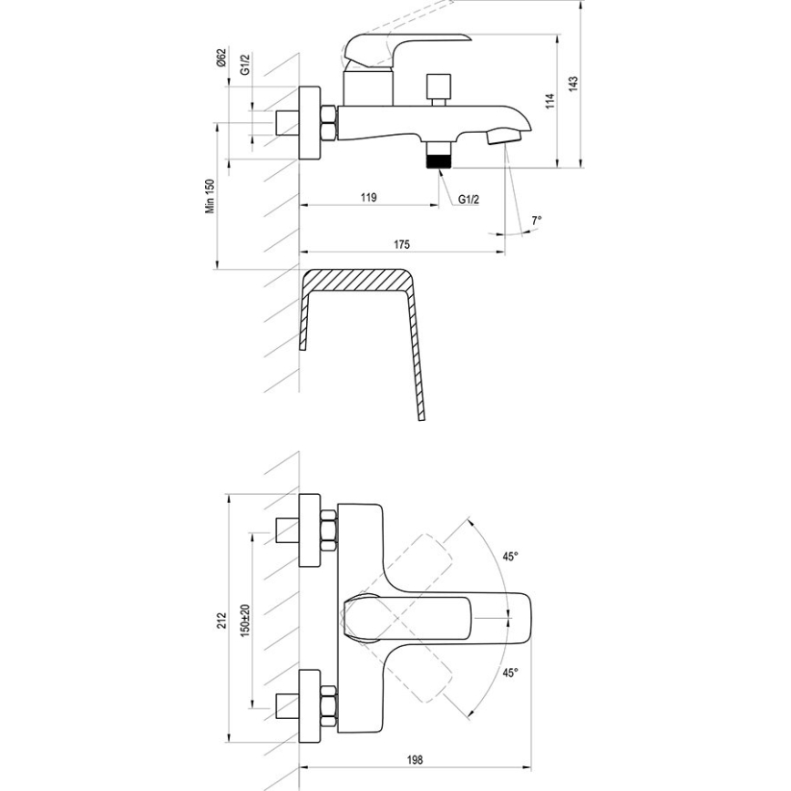 Ravak X070175 - Baterie de cadă FLAT negru mat