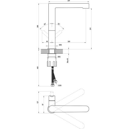 Ravak X070183 - Baterie pentru lavoar PURI 26,9 cm neagră