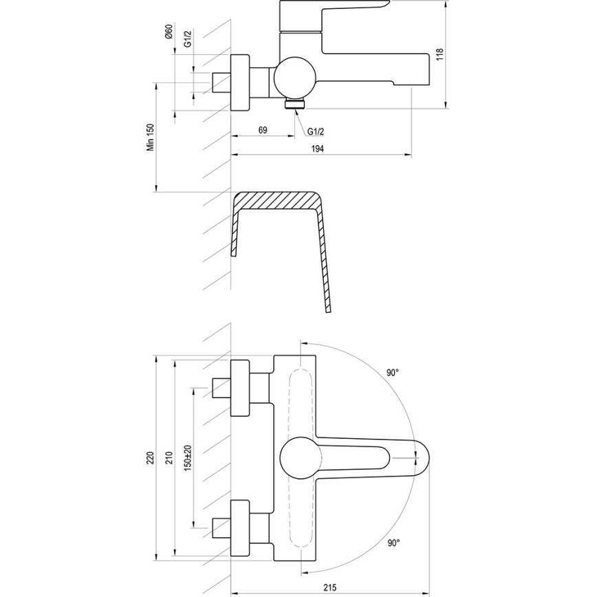 Ravak X070185 - Baterie pentru cadă PURI, neagră