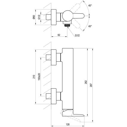 Ravak X070187 - Baterie de duș PURI neagră