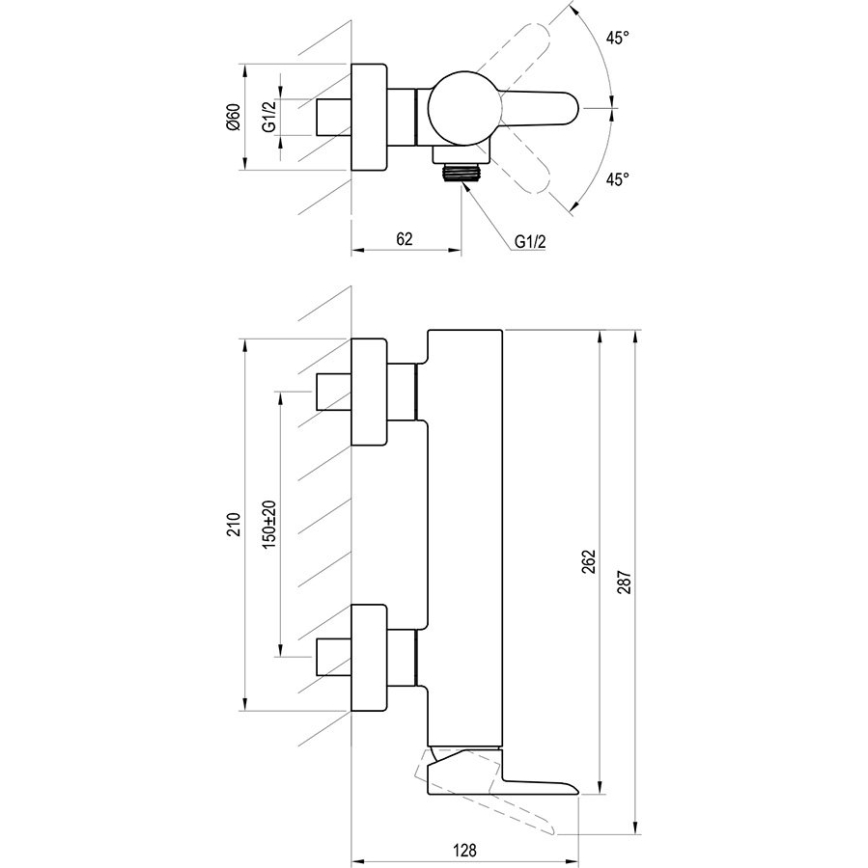 Ravak X070187 - Baterie de duș PURI neagră