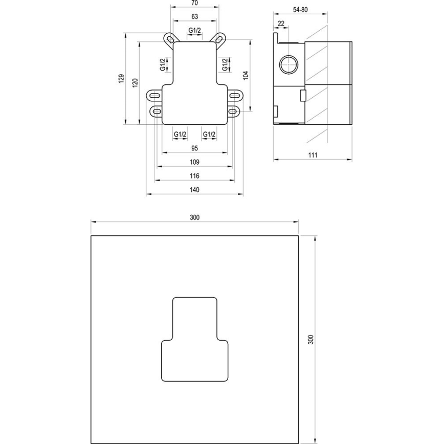 Ravak X070234 – Corp de bază R-BOX pentru baterii incastrate, 12,9 x 14 cm