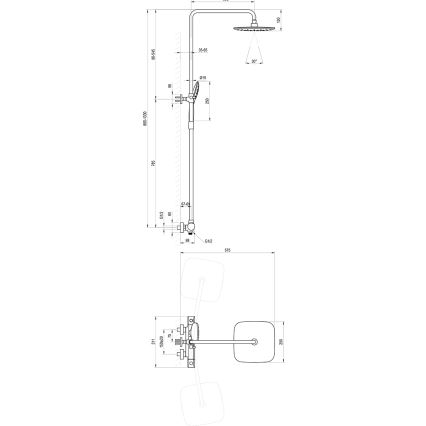 Ravak X070442 - Set de duș cu baterie termostatică FLAT, crom lucios