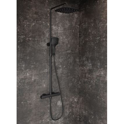 Ravak X070443 - Set de duș cu baterie termostatică FLAT negru mat