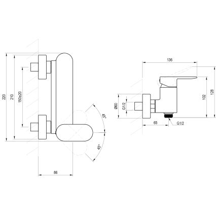 Ravak X070452 - Baterie de duș CHROME, crom lucios