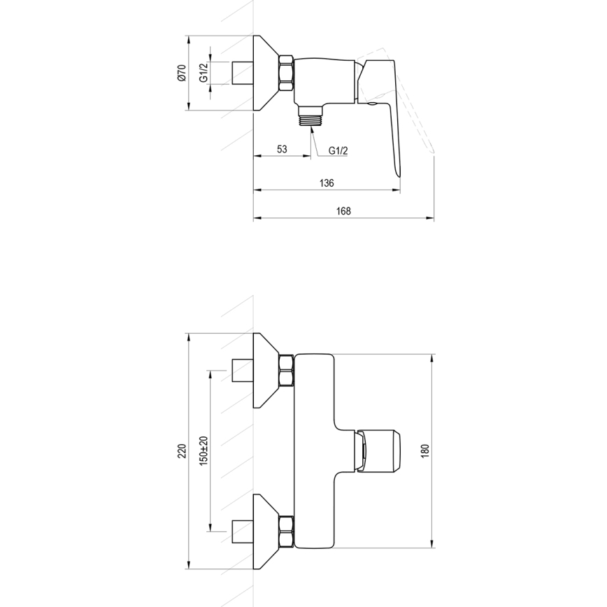Ravak X070480 - Baterie de duș LIFE, neagră