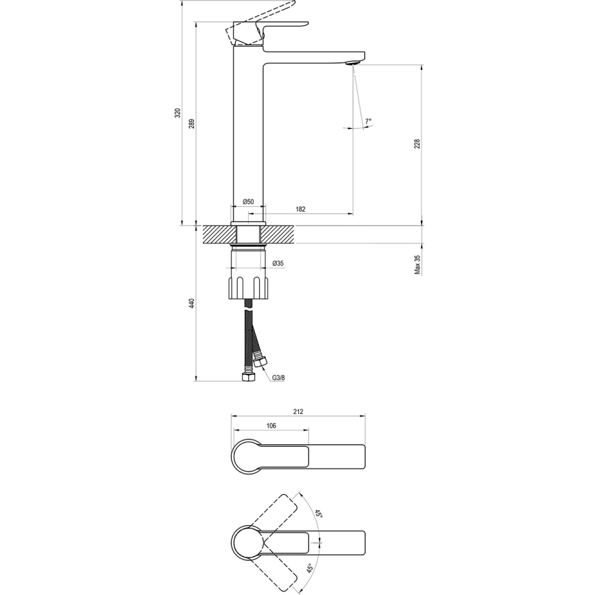 Ravak X070490 - Baterie pentru lavoar SOLAR, 29 cm, neagră