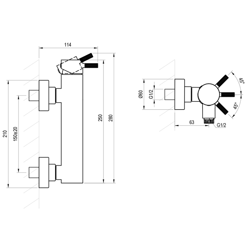Ravak X070647 - Baterie de duș NOX, inox periat