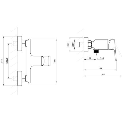 Ravak X070655 - Baterie de duș PLAN grafit periat
