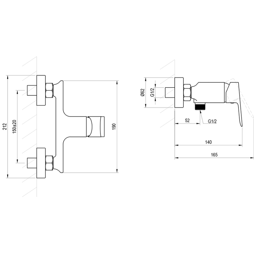 Ravak X070655 - Baterie de duș PLAN grafit periat