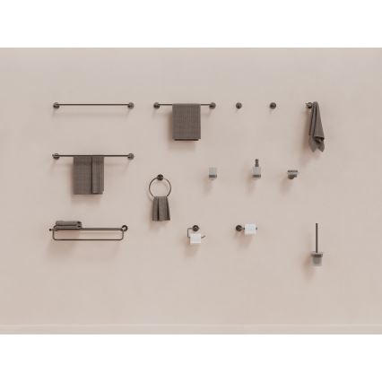 Ravak X07P1331 - Suport de perete pentru prosoape KONA, 60 cm, finisaj grafit periat