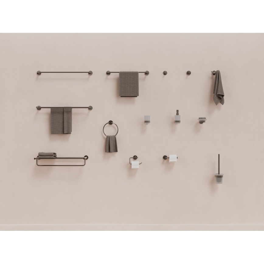 Ravak X07P1331 - Suport de perete pentru prosoape KONA, 60 cm, finisaj grafit periat