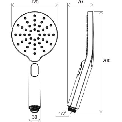 Ravak X07P233 - Pară de duș manuală cu buton FLAT, crom lucios