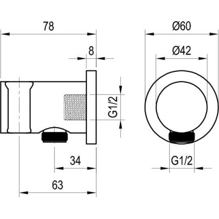 Ravak X07P572 - Suport de duș cu racord 7,8x6 cm, negru