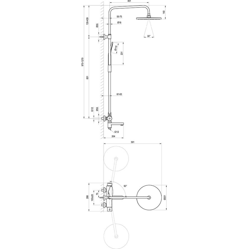 Ravak X07P642 - Set de duș cu baterie, crom lucios