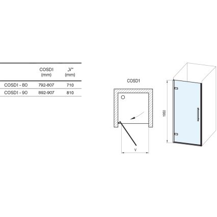 Ravak X0VV40300Z1 - Uși de duș COOL 80 x 195 cm, negre