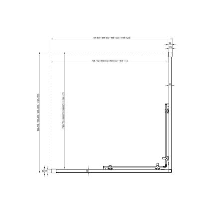 Ravak X1LM70C00Z1 - Cabină de duș de colț BLIX SLIM, 4 elemente, 90x90 cm, crom lucios
