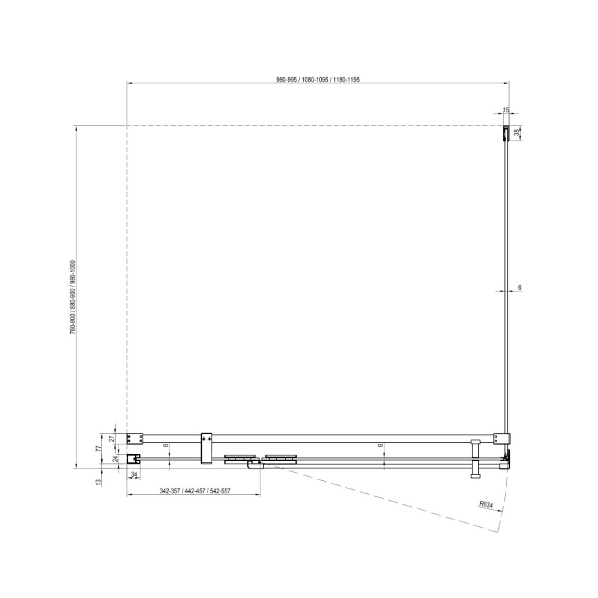 Ravak X9VVA0300Z1 - Panou fix pentru duș COOL 100x195 cm, negru
