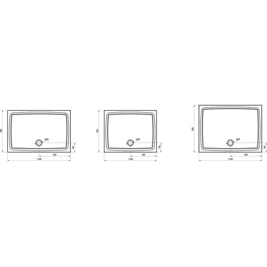 Ravak XA03G711010 - Cădiță de duș dreptunghiulară GIGANT 90x120 cm, albă