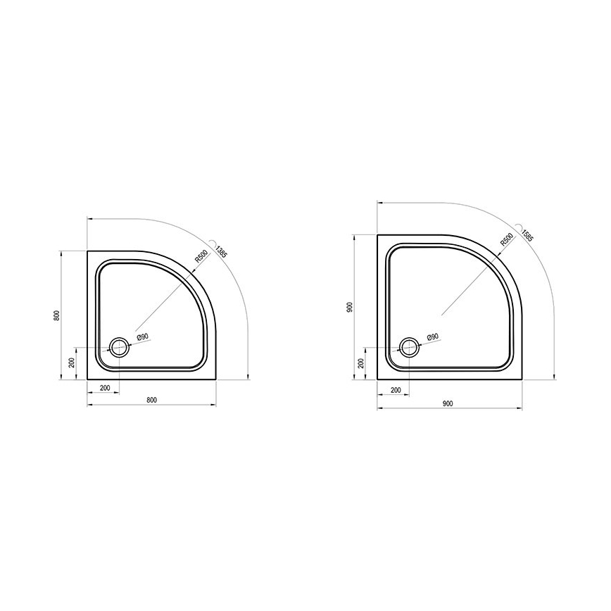 Ravak XA247701010 - Tavă de duș ELIPSO, în formă de sfert de cerc, 90 x 90 cm, albă