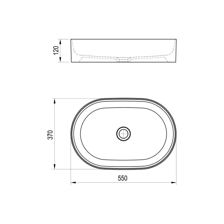 Ravak XJX01155001 - Lavoar CERAMIC SLIM pentru blat, 55 x 37 cm, din ceramică, alb