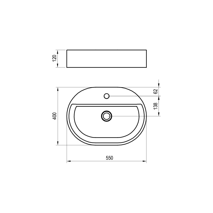 Ravak XJX01155003 - Lavoar pentru blat CERAMIC SLIM 55x40 cm ceramică/alb