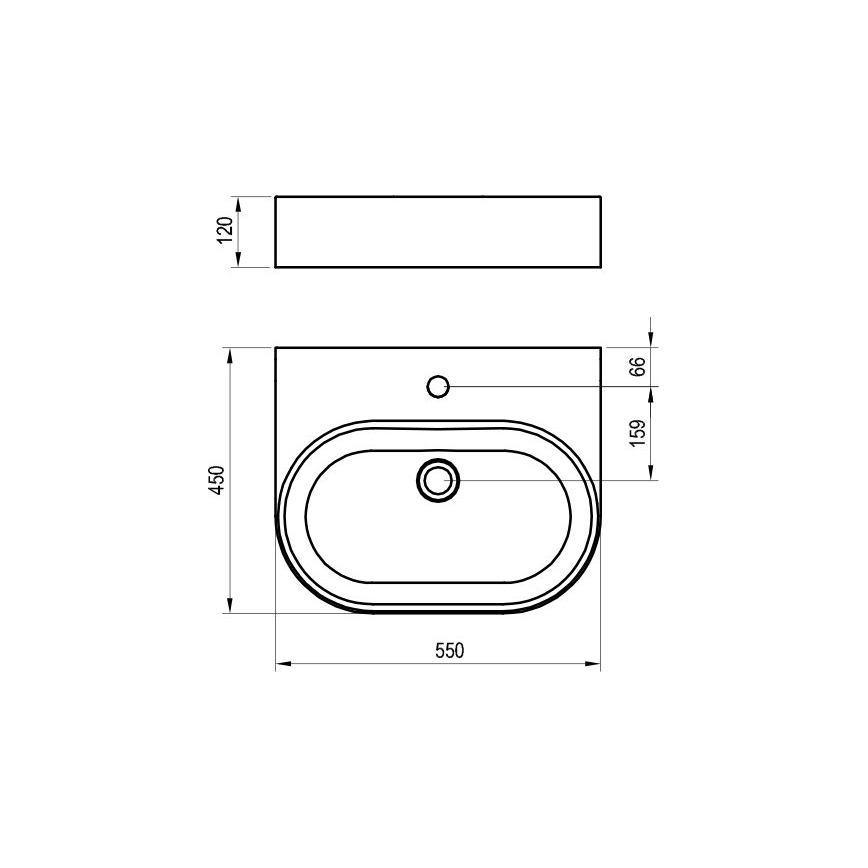Ravak XJX01155004 - Lavoar pentru blat CERAMIC SLIM 55x45 cm ceramică/alb