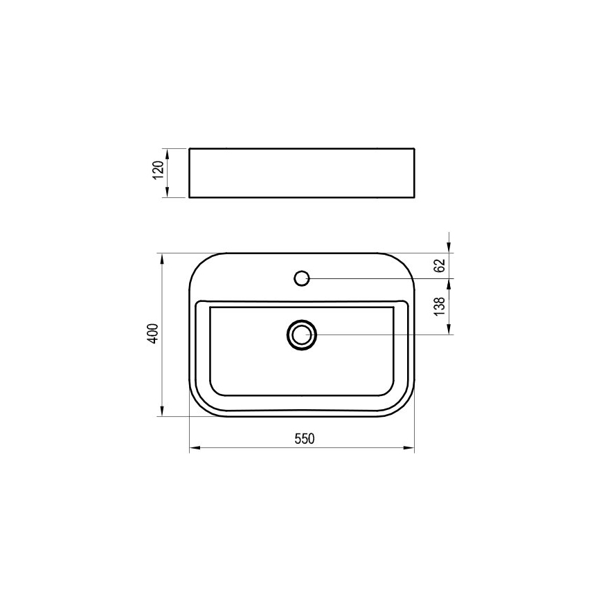 Ravak XJX01155005 - Lavoar pentru blat CERAMIC SLIM 55x40 cm ceramică/alb