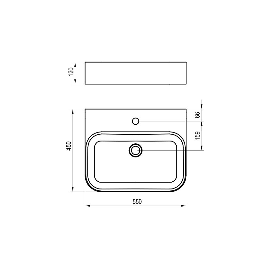 Ravak XJX01155006 - Lavoar pe blat CERAMIC SLIM 55x45 cm ceramică/alb