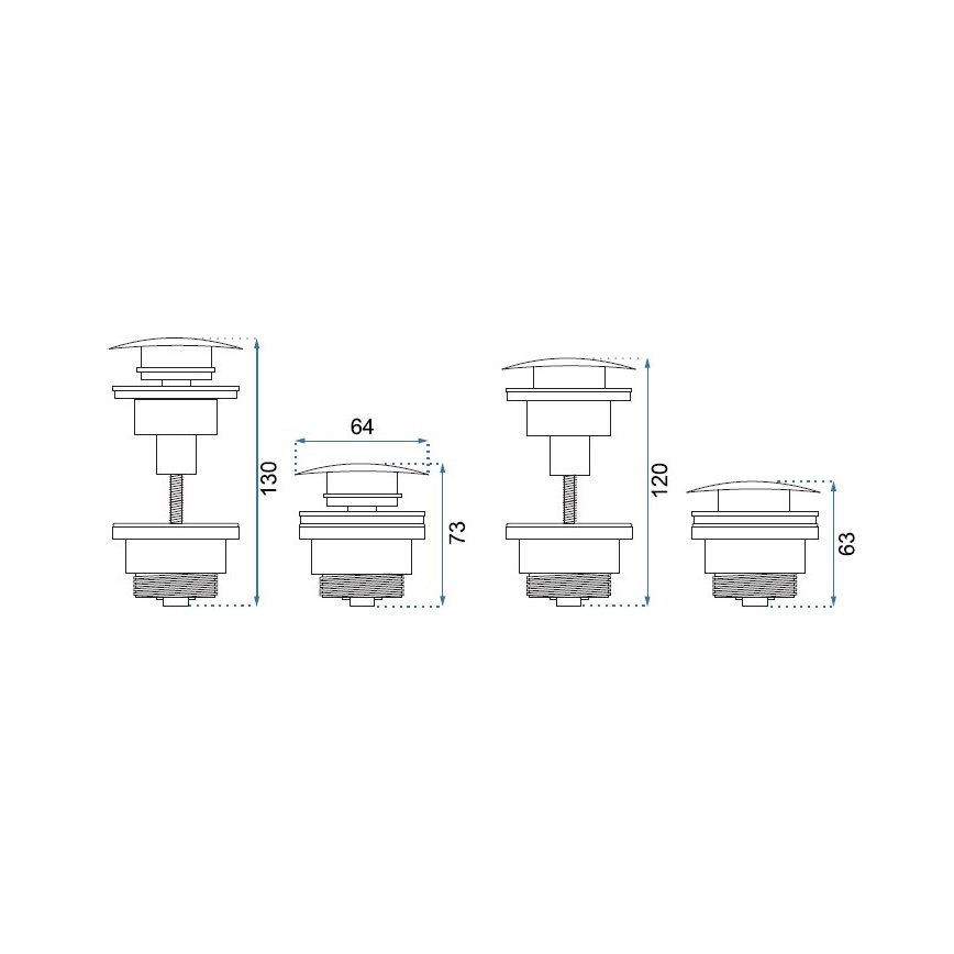 REA-A2361 - Ventil CLICK-CLACK pentru lavoar, diam. 6,4 cm, alb mat