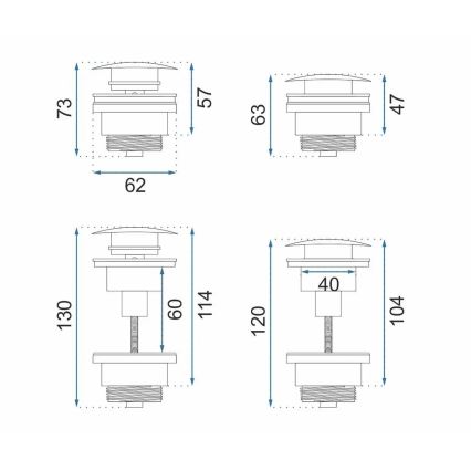 REA-A5632 - Scurgere pentru lavoar CLICK-CLACK Ø 6,4 cm cupru periat