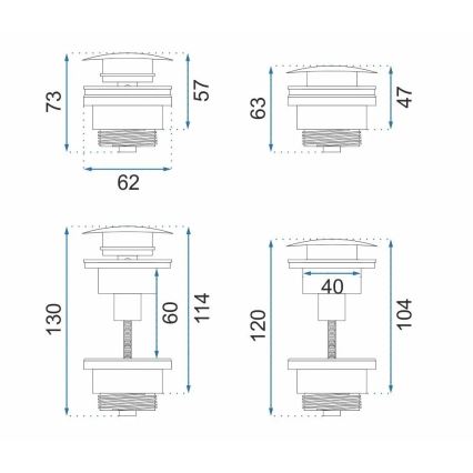 REA-A8110 - Ventil de scurgere pentru lavoar CLICK-CLACK Ø 6,4 cm, auriu
