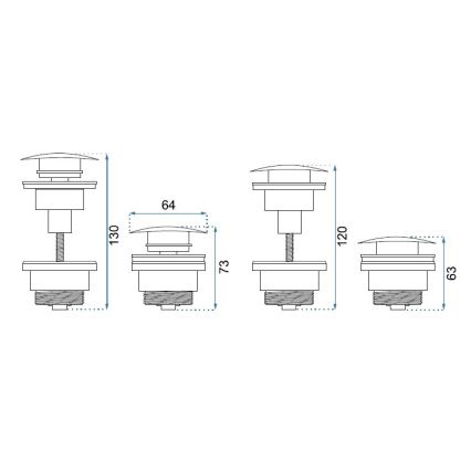 REA-A8585 - Ventil de scurgere CLICK-CLACK pentru lavoar, Ø 6,4 cm, auriu periat
