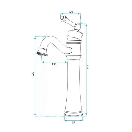REA-B0227 - Baterie pentru lavoar VINTAGE OLD 31 cm, neagră