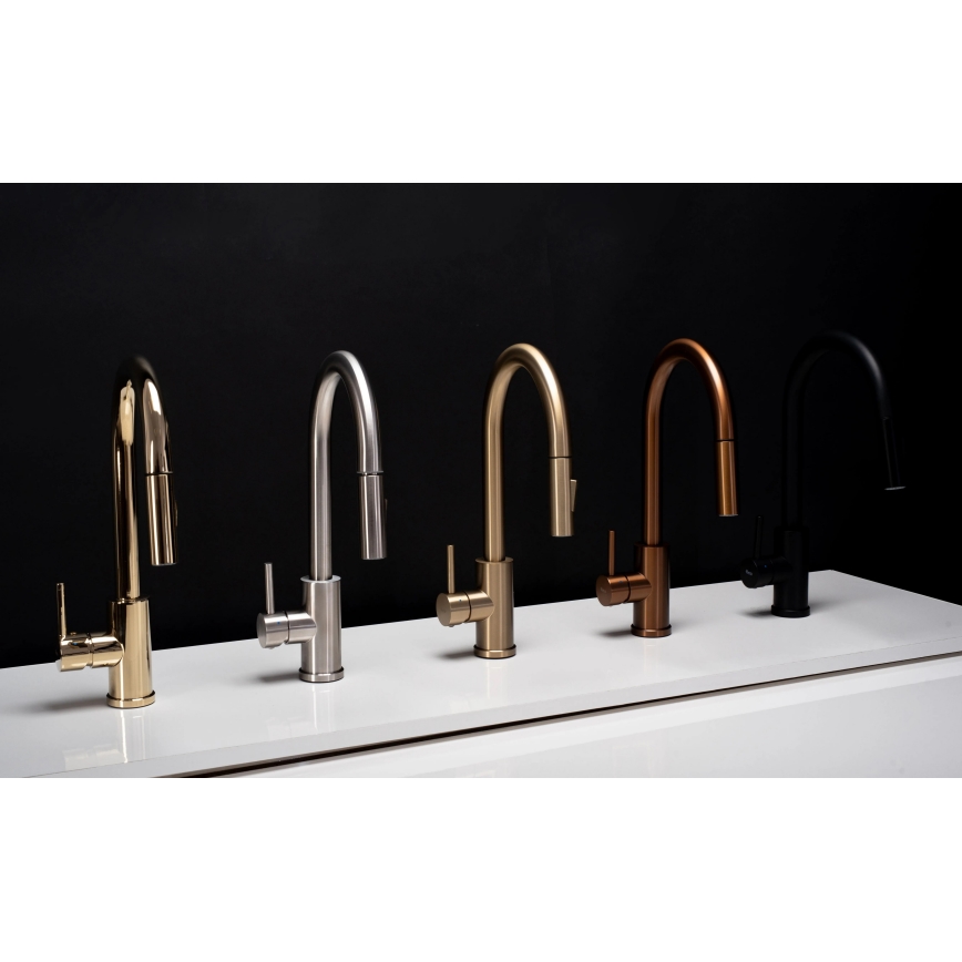 REA-B0669 - Baterie pentru chiuvetă FRESH cu duș extractibil, 39,5 cm, aurie