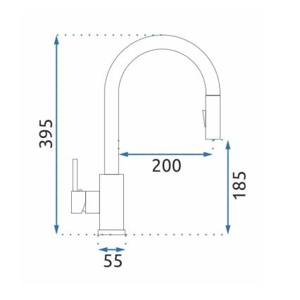 REA-B0669 - Baterie pentru chiuvetă FRESH cu duș extractibil, 39,5 cm, aurie