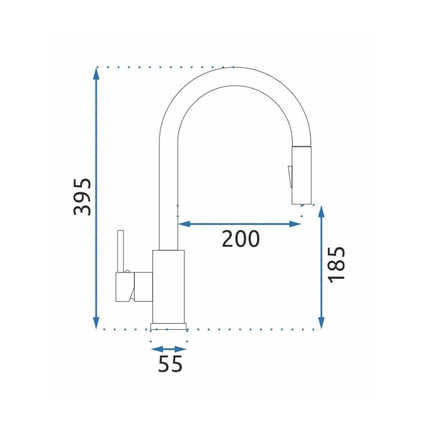 REA-B0669 - Baterie pentru chiuvetă FRESH cu duș extractibil, 39,5 cm, aurie