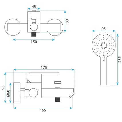 REA-B0973 - Set pentru cadă ONTARIO, cupru periat