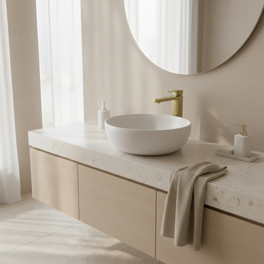 REA-B0977 - Baterie pentru lavoar ARLO 30 cm, auriu periat