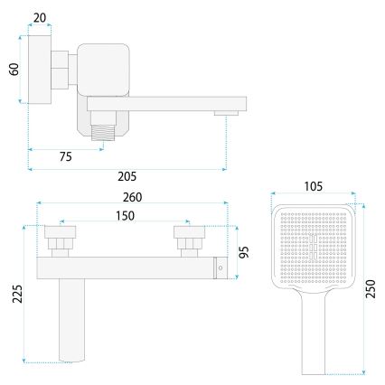 REA-B0979 - Set pentru cadă ARLO, auriu periat