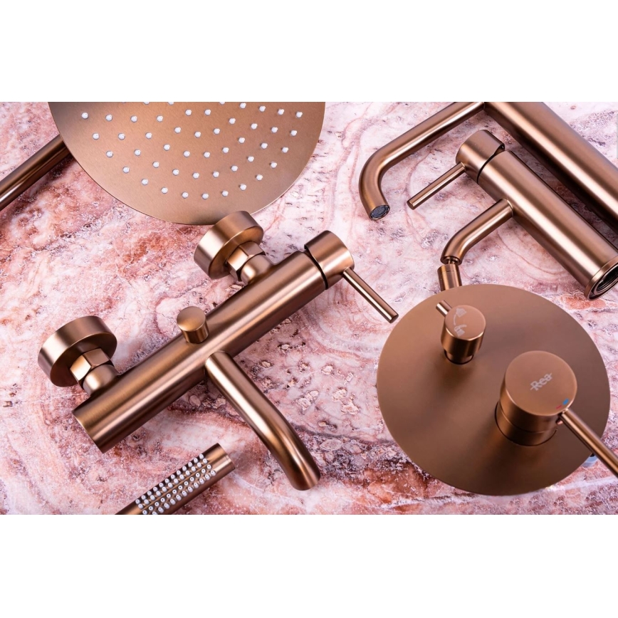 REA-B1112 - Baterie pentru lavoar LUNGO 16,5 cm, cupru periat