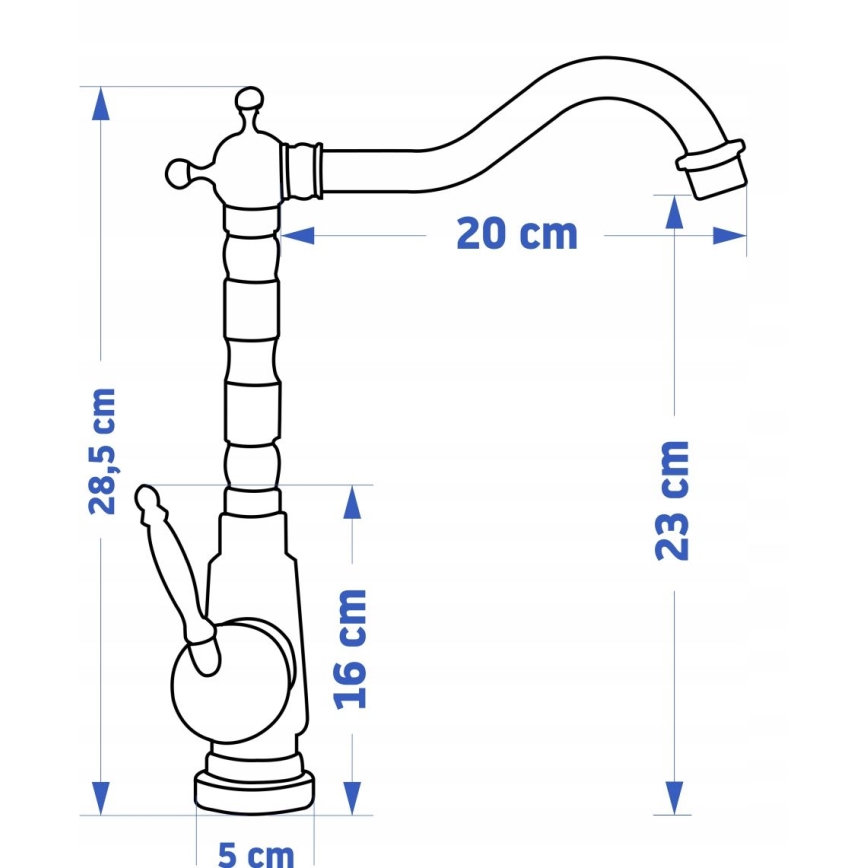 REA-B2150 - Baterie pentru lavoar BONA, 28,5 cm, auriu periat